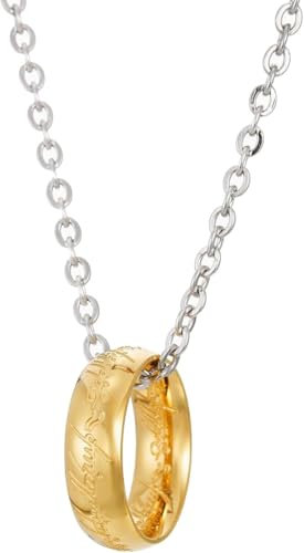 Tomsey Herr der Ringe Anhänger Halskette Kette LOTR Cosplay 'The One Ring to Rule Them All'Hobbit Elf Elven Goldring Gandalf Keltisches Amulett