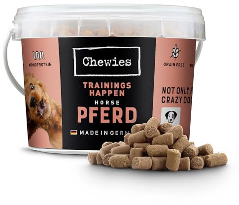 Chewies Trainings-Happen Pferd Hundeleckerli getreidefrei, Soft und ohne Zucker - Monoprotein Hunde-Leckerlis im wiederverschließbaren Eimer - Made in Germany (8 x 300 g)