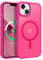 GUAGUA Coque Magnétique iPhone 13/14 Compatible avec MagSafe Protection Antichoc Qualité Militaire Dos Anti Rayures Étui Housse Arrière Translucide Givrée Anti-Empreintes Digitales - 6,1(Rose Vif)