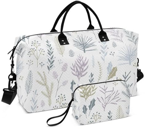FRODOTGV Wild Floral Neutral Modern Travel Hand Bag Overnight Weekender Bags Waterproof Sport Training Bag with Toiletry Bag for Hiking Airplane Traveling, Wild Floral Neutral Modern, 1 Size