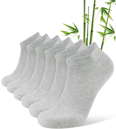 CLOSEMATE 6 Paires Chaussettes Basses Homme Femme 39-42 43-46 Bambou Doux | Tissu absorbant et anti-odeurs, Coutures plates anti-frottement, Talons et orteils renforcés, Bord doux sans pression