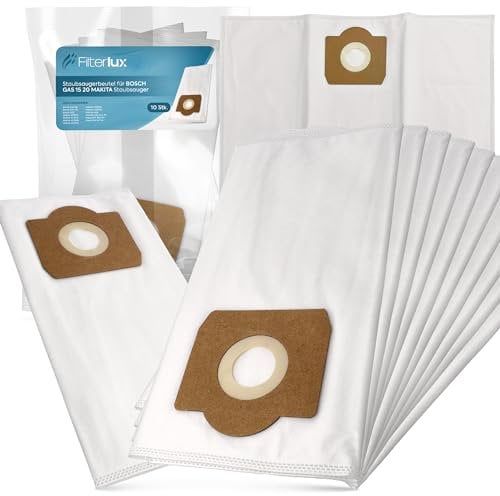 STAUBBEUTEL 10 STÜCK KOMPATIBEL MIT BOSCH GAS 15L/20L 1200 VC3511L HOCHWERTIGER FILTERSACK FILTERLUX WIEDERVERWENDBAR ERSATZ Optimale Saugleistung, Industriestaubsauger Beutel Vakuumbeutel Zubehör