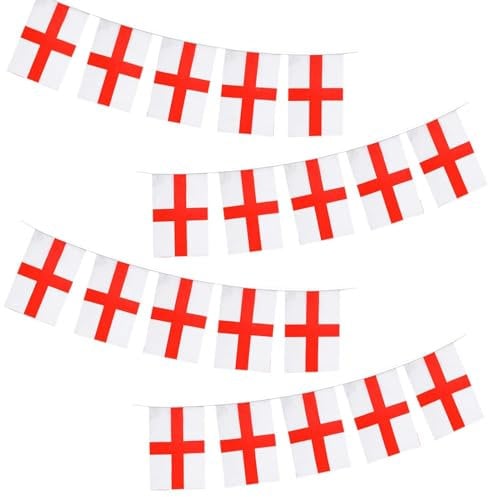 2024 England Flags, 2024 Flag Bunting St Georges Flag England Football Party Decorations