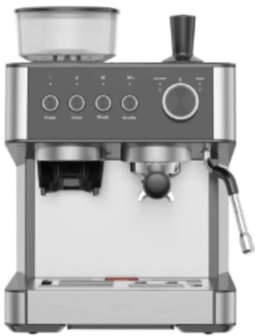 ZACHVO Siebträgermaschine, Espressomaschine mit Mahlwerk, 30 Mahlgrade, 15 Bar, weiß