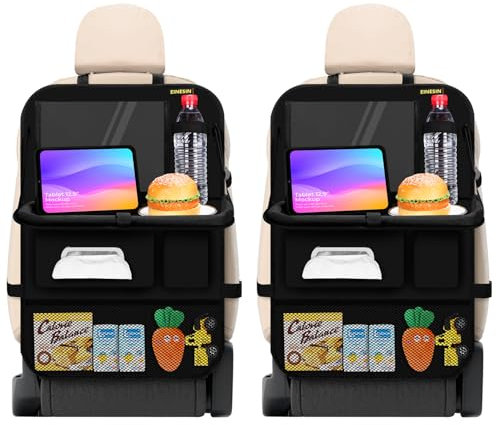 Einesin Organizador Asiento Coche, Organizador Asiento Coche Niños, con Comedor Poseedor Bandeja, Sostenedor de Tablet-Bolsillo