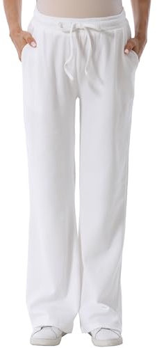 FEOYA Pantalon Type Jogging pour Femme Enceinte Pantalon Grossesse Large Pantalon Décontracté Maternité Blanc XL