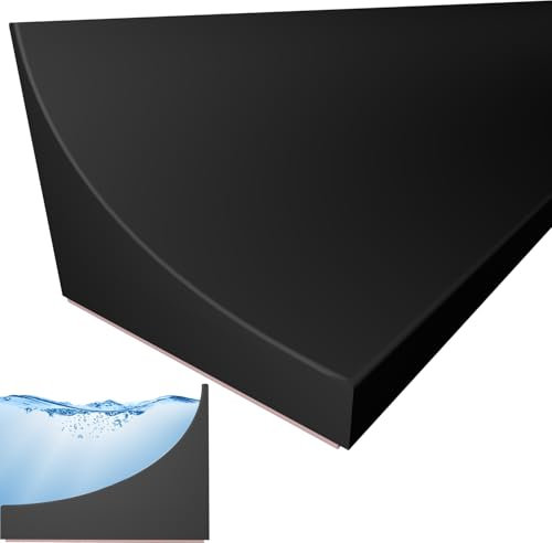 Rusoz 2M Silicone Doccia Bordo per Piatto Doccia, Nero Guarnizione Porta Doccia Autoadesivo Barriera Acqua per Cucina, Bagno, Pavimento