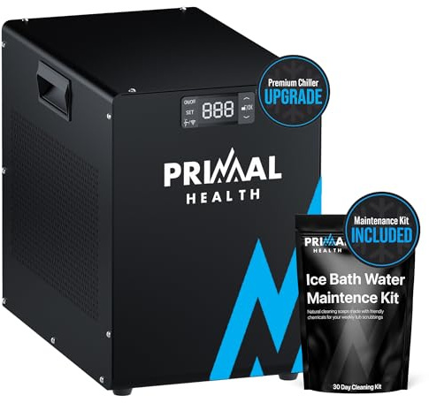 Primal Health Water Chiller for Ice Bath & Cold Plunge Tubs (Maintains 37°F) – Universal Ice Bath Chiller System with Hoses & Pumps – Ideal for Cold Plunge Recovery, Home Use – Powerful 1/3 HP Cooling