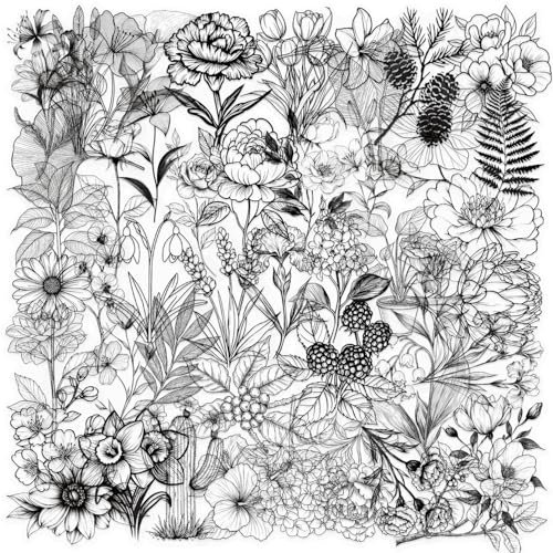 APAREAL Schwarze und weiße Blume Sticker Set 50 Stück, Vintage Aesthetic Pflanze Aufkleber für Laptop Scrapbooking Journal Kindle Wand Koffer Snowboard Motorrad, Wasserfeste Transparente PET Sticker