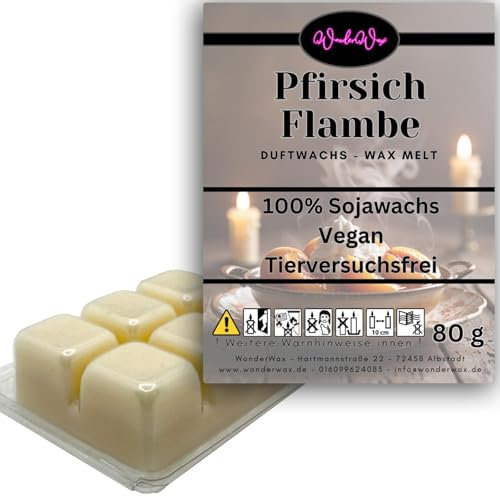WonderWax Duftwachs Wax Melts für Duftlampe, 6 Würfel Duftmelt Wachsmelt Sojawachs Duftwachswürfel für Raumdüfte, Wachs mit Duftöl Indoor Melts Duftwachs für Aromalampe Pfirsichflambe