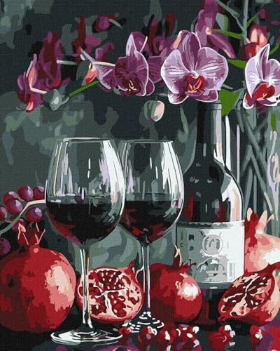 IDEYKA Blühende Orchideen ©art_selena_ua Malen nach Zahlen für Erwachsene, einfaches Acryl-Malen nach Zahlen für Erwachsene, mit rahmen,DIY als Geschenk, 40x50cm