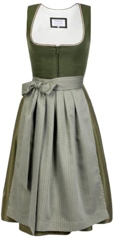 Edelnice Trachtenmode Midi Dirndl Anni aus Leinen Grün inkl. Dirndlschürze
