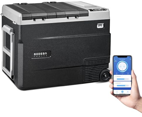AAOBOSI 51L Kompressor Kühlbox, Kühlbox 12v 230v Tragbar bis -20 °C, Kühlbox Auto Doppelzone Kompressor Kühlbox Dual Zone mit App-Steuerung für Kühlschrank Auto Camping, LKW, Boot( Ohne Akku)