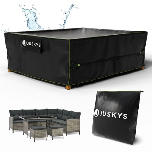 Juskys Gartenmöbel Abdeckplane CoverSafe Pro 300x250x100 cm - winterfest & wasserdicht - Schutzhülle für Gartentisch, UV-Schutz, Abdeckhaube Gartentisch