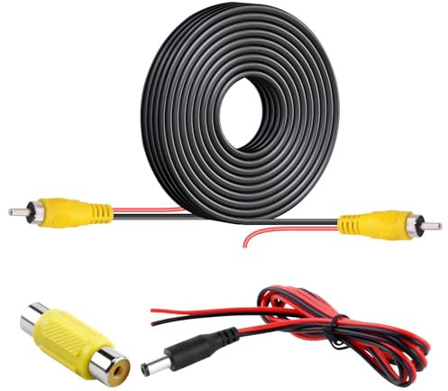 Cable RCA 10m para Cámara de Reversa, Extensión RCA con Doble Blindaje y Conectores Niquelados, Cable de Alimentación para Conectar Monitores y Cámaras de Reversa, Ideal para Sistemas de Vídeo y Audio