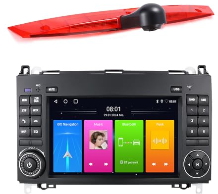 7 Android Auto Radio GPS Navigator Navigation Carplay Fit for Mercedes Benz Viano W639 Vito Mixto Kasten W639 Bus mit BT FM USB RDS TPMS SWC Pip Mirror Link+Bremsleuchte Auto Kamera