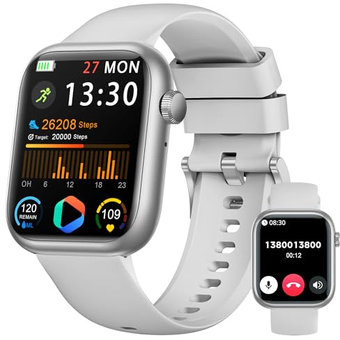 Smartwatch Damen Herren, 1.83 HD Fitness Tracker mit Schrittzähler/Blutdruckmessung/Pulsuhren/Telefonfunktion, Schlaftracker, 120+ Sportmodi, IP68 Wasserdicht Fitnessuhr&Sportuhr für Iphone Android