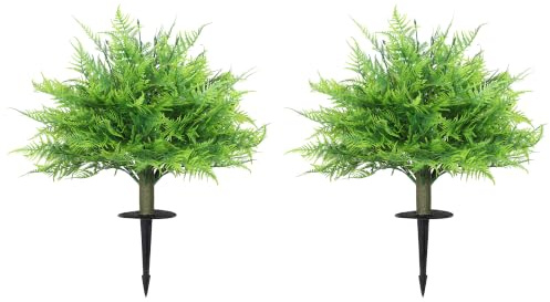 HOMCOM 2er Set Künstliche Boston-Farn-Büschen 60cm mit UV Schutz | Künstliche Pflanzen im Topf, Fake Plant wie Echt Kunstbaum, Kunstpflanze, für Wohnzimmer Schlafzimmer Garten Büro Geschenk