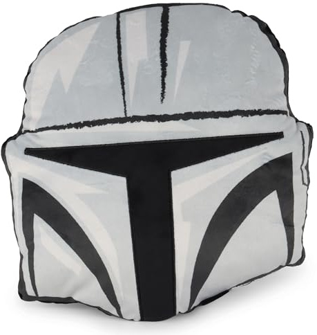Jay Franco Star Wars The Mandalorian Plüsch-Dekokissen – 30 cm, ultraweiches Plüschtier für Kinder & kuscheliges Kissen, offiziell lizenziert, grau
