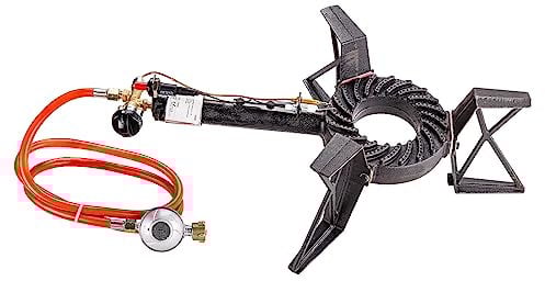 DEMA Gas-Dreibeinkocher Campingkocher – Gaskocher, Outdoor-Hockerkocher 3-Bein, 10,5 kW, mit Gasregler – Robust, Leistungsstark, Mobil – Für Camping, Zelten, Garten, Outdoor-Küche