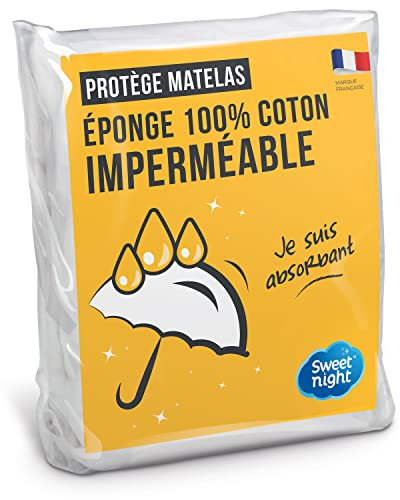 SWEET NIGHT - Protège Matelas 160x200 cm | Bouclette en Coton | Alèse Imperméable et Absorbante | Respirant et Silencieux