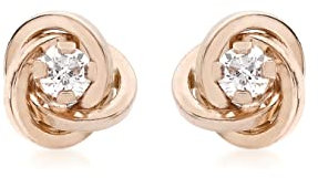 CARISSIMA Women's 9 ct Rose Gold 3 mm Cubic Zirconia and 7 mm Knot Stud Earrings