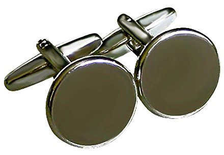Emalle Manschettenknöpfe grau dunkelgrau anthrazit silbern rund ca. 16 mm + Geschenkbox SALE - schöner Herrenschmuck für die Umschlagmanschette