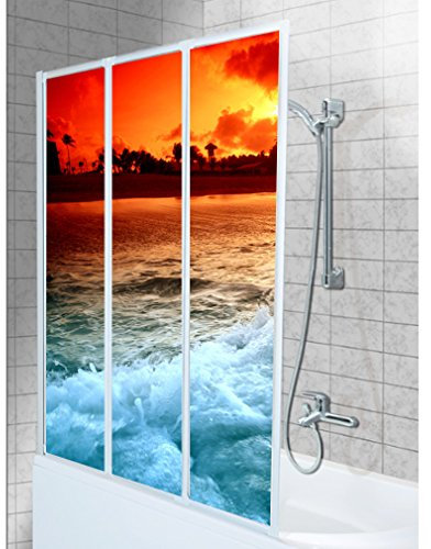 SHIRT-TO-GO 3-teiliges Aufkleber-Set für Duschwand Duschwand Aufkleber - Motiv Sunset Beach