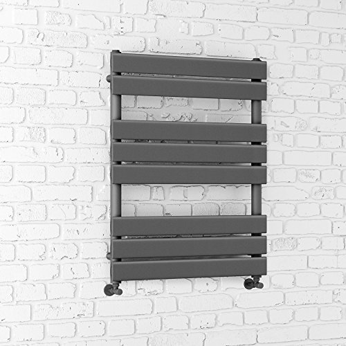 iBathUK Towel Radiator Rail, Flat Panel Towel Warmer, Column Designer Wall Mounted Heated Towel Rail for Bathroom- 800x600mm, Anthracite