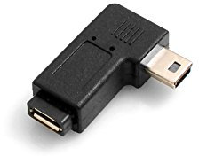 SYSTEM-S Mini USB Stecker auf Micro USB Buchse Winkel Adapter Links