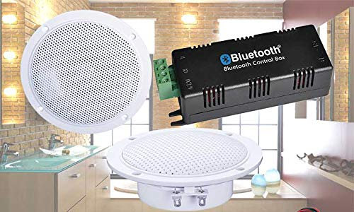 Digitalis Audio Bluetooth Ceiling Speaker Kit Bluetooth Amplifier Water Resistant Ceiling Speakers Perfect for Kitchen or Bathroom (2 Speaker Set)