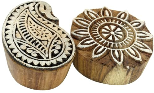 Indischer Holz Stoffdruckstempel, Mandala 1, Set 17 | Handgeschnitzt, ideal für vielseitige Drucke, auch als Wanddeko, traditionelles Design, einfache Anwendung