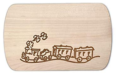 Frühstücksbrettchen Eisenbahn aus Naturholz – Holzbrett mit Eisenbahnmotiv – Personalisierbar mit Namen & Gravur – für Kinder & Erwachsene