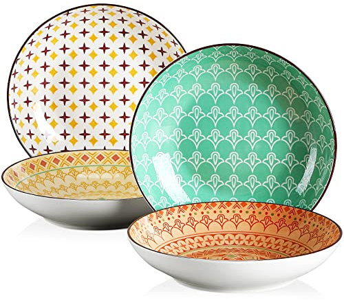 vancasso Suppenteller Porzellan, Tulip 4 teilig Tiefteller bunt, Ø 21,5 cm, Füllmenge 700 ml Geschirr Tellerset Suppenschalen