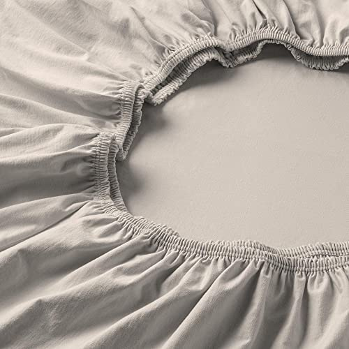 ESTELLA Spannbetttuch Feinjersey | Puder | 150x200 cm | bügelfreie & trocknerfeste Qualität | Rundumgummi | 100% Baumwolle