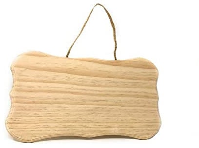 Vetrineinrete® Targhetta in legno 2 pezzi con corda in canapa da appendere targa personalizzabile con decoupage pittura appendino per porta (Con punte 15X10X1 cm) C47