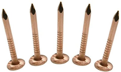 1 Smooth Shank Pure Copper Nails for Slating & Roofing 11 Guage USA Made by Metal Magery (Pack of 50)