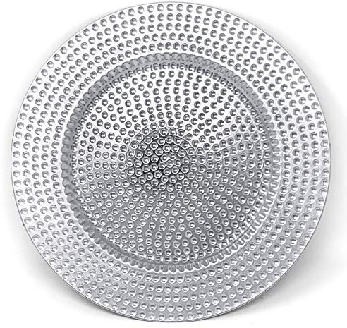 allgala 13-Inch 6-Pack Heavy Quality Round Charger Plates-Hammered Silver-HD80372