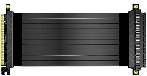 Akasa Riser Black X2, Premium PCIe 3.0 x16 Riser Kabel, 20 cm, 180° PCIe 3.0 x16 Stecker auf Buchse für Gaming-Systeme und Server