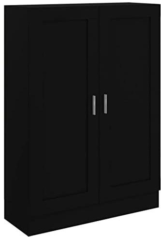 vidaXL Bücherschrank mit 3 Fächern 2 Türen Büroschrank Aktenschrank Bücherregal Schrank Aktenregal Standregal Schwarz 82,5x30,5x115cm Holzwerkstoff