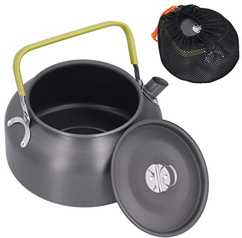 Whistling Kettle, 1.2L Outdoor Stovetop Tea Kettles Mountaineering Fishing Portable Camping Picnic Wild Firewood Kettle Pour Over for Stove Top Aluminium Alloy Water Coffee Teapot Cast Iron Stovetop