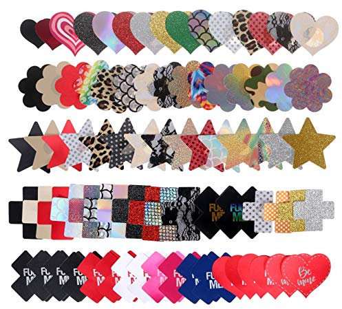 Ypser Lot de 43 paires de cache-tétons jetables en satin pour femme, 80 paires Mix1, Taille unique