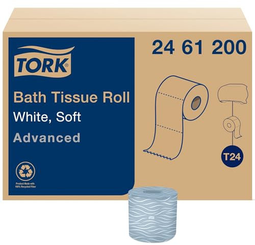 Tork Rouleau de papier toilette blanc T24, Advanced, 2 plis, 80 x 500 feuilles, 2461200