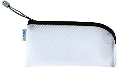 HERMA Dokumententasche mit Reißverschluss, kleine wasserdichte Reißverschlusstasche, verschließbare Dokumentenmappe aus Kunstoff mit Zipper, halb-transparent, 23 x 11 cm, schwarz