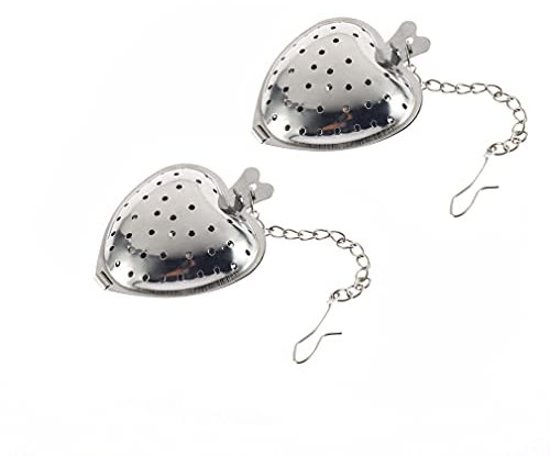 Alnicov 2Pcs Stainless Steel Heart-shaped Tea Balls,1.5 Inch Tea Infuser Strainers with Rope Chain,Reusable Mesh Hot Tea Infuser for Tea