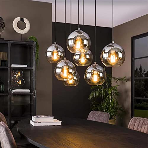 famlights | Pendelleuchte Leana in Transparent E27 7-flammig