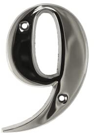 UAP House Numbers - 3 Inch Door Numbers Signature Screw Fix Bevelled Edge For Front Door, Address Number Screw On For Doors And Gates, Letter Times Roman Font (Number 9, Polished Chrome)