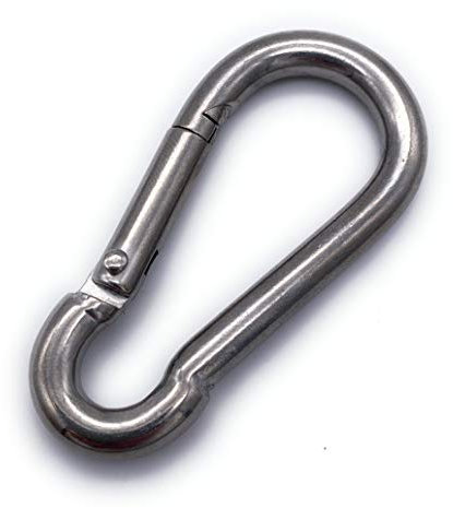 Befestigungstechnik F.R. | Karabinerhaken Edelstahl V4A - 5 Stück Feuerwehr Karabiner 10x100mm - Belastbarer Karabiner Haken mit einer Tragfähigkeit von 350 kg - Premium Karabiner Set (Ø10,V4A,5x)