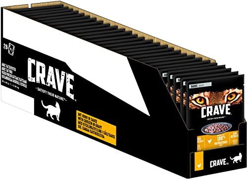 CRAVE Katze Portionsbeutel Sauce mit Huhn 28 x 85g