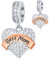 Ich liebe dich beste Mama Herz Anhänger Mutter Charms, passt Pandora Mein erster Muttertag Armband, 925 Sterling Silber I Love You Best Mom Perlen, Geschenk für Marine Armee Mama